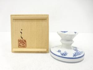 山田義之造　薊染付　文鎮
